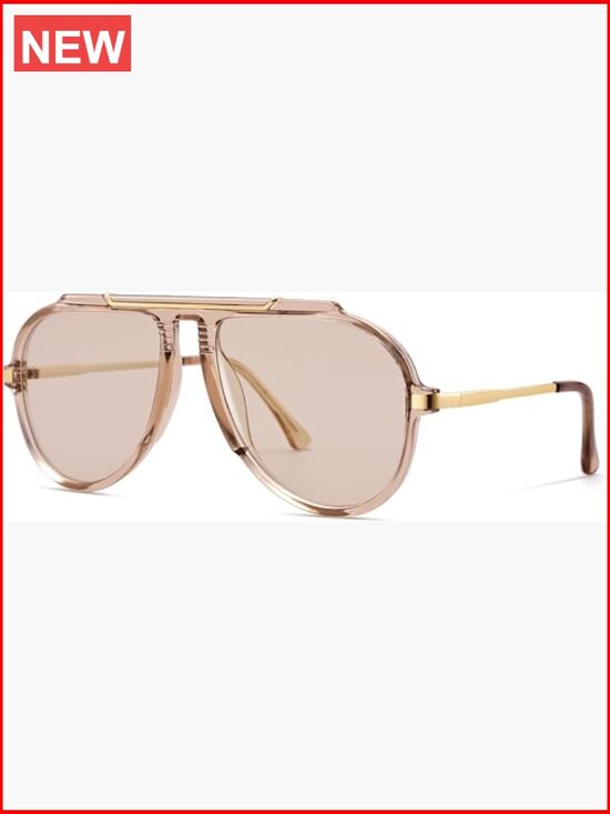 Oversized Aviator Sunglasses with Top Bar for Women Men main image 6